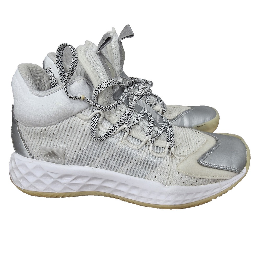 Adidas Pro‎ Boost Mid Basketball Shoes Boys 5.5 White Silver Sneakers FW9511